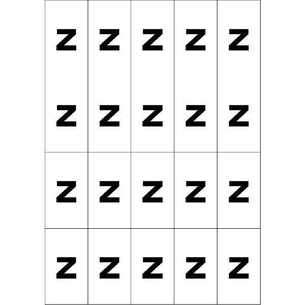 アルファベットzシール(黒)　20丁×5シート（小数100枚）