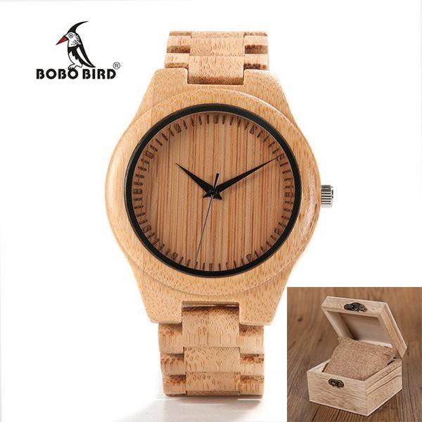 腕時計 トップブランド　竹　竹製　BOBObird 竹黒檀木材クォーツ時計　木製ＢＯＸ付