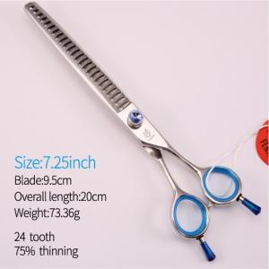 Fenice高品質日本440 cステンレス鋼7インチブルーペット犬グルーミング間伐シザー間伐率75％