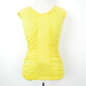 DKNY ダナキャラン ニューヨーク リヨセル ノースリーブ ギャザー カットソー タンクトップ YELLOW S｜dndiversion