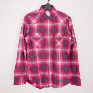 The Letters ザ レターズ メンズ オンブレチェック ウェスタン コットン 長袖シャツ 赤RED S FW17-LS001B｜dndiversion