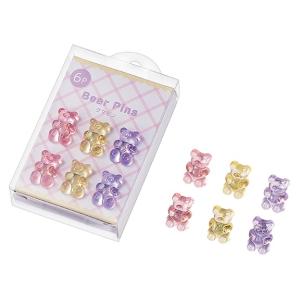 クマピン6P　/ステーショナリー/事務用品/文具/景品/粗品/ノベルティ　★ロット割れ不可　10個単位でご注文願います　360個単位で送料無料