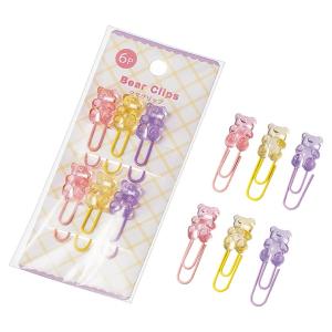 クマクリップ6P　/ステーショナリー/事務用品/文具/景品/粗品/ノベルティ　★ロット割れ不可　10個単位でご注文願います　360個単位で送料無料