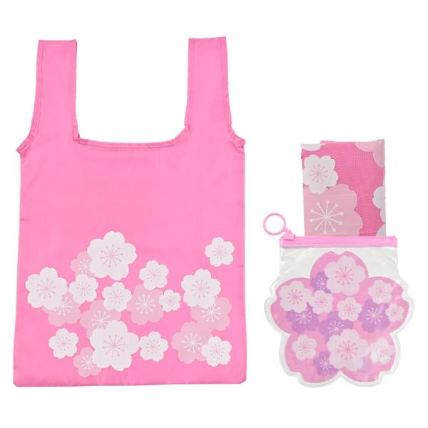 さくらエコバッグ（ダイカットPVCポーチ付）　/春/景品/粗品/販促品/プレゼント　★ロット割れ不可...
