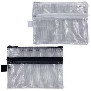 A6 Wファスナーケース 片面クリア　/小物入れ/事務用品/収納ケース/整理　★ロット割れ不可　12個単位でご注文願います　240個単位で送料無料