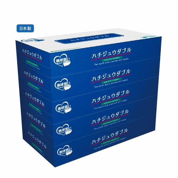 ハチジュウダブルBOXティッシュ80W5個組　★ロット割れ不可　72個単位でご注文願います　　景品/...
