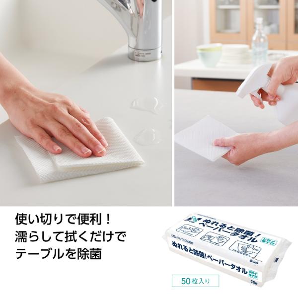 エヌクリエ ぬれると除菌！ペーパータオル50枚入　★100個単位で送料無料（北海道・沖縄・離島は別途...