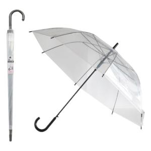 ジャンプ傘 透明65cm ブラック　ロット割れ不可　8個単位でご注文願います　　/雨傘/梅雨/ビニール傘/レイングッズ/景品/粗品