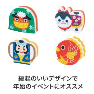 新春万福 キッチンスポンジ　★ロット割れ不可　150個以上でご注文願います　300個以上で送料無料　　/祝/運/干支/縁起/開運/新春/新年/来福/景品/粗品