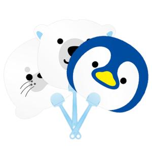 熱中症予防 クールなアニマルミニうちわ　/暑さ対策/熱中症対策/景品/粗品/販促品　★ロット割れ不可　300個以上でご注文願います　600個以上で送料無料