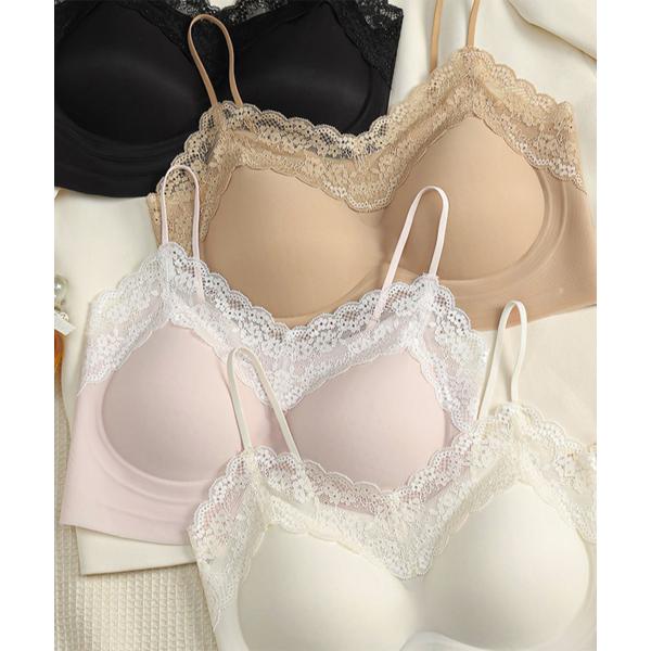 【日本倉庫即納】 シームレスブラジャーレース付きブラトップ