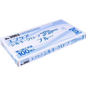 【業務用】No.3063 エブケアシルキーグローブ 使い捨て手袋 ブルー 箱入 Sサイズ 100枚入｜dnf-store