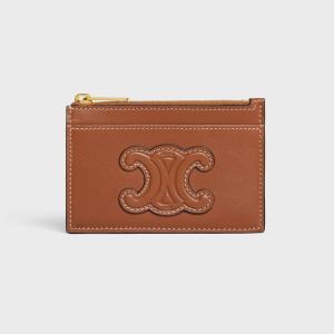 セリーヌ CELINE ジップ付きカードホルダー 10K583EMJ.04LU スムースラムスキン タン ギフトラッピング付き｜COSME DNFAL
