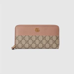 グッチ GUCCI〔GGマーモント〕ジップアラウンド ウォレット 456117 17WAG 5788 ダスティ ピンク＆GGスプリーム｜dnfal