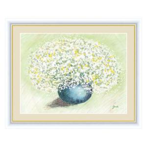 絵画 洋美 ようび 純真なホワイトのブーケ F6 52×42cm アート額絵 Happiness Flower G4-AB060額入り 額装込 インテリア絵画 リビング インテリア アートパネル｜do-living-isseido