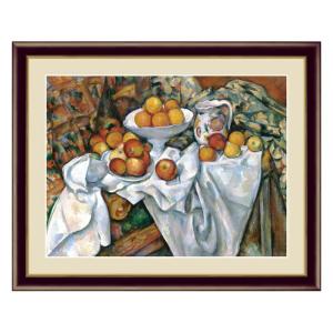 絵画 ポール・セザンヌ Paul Cezanne 林檎とオレンジ F4 42×34cm アート額絵 G4-bm062　額入り 額装込 リビング インテリア アートパネル おしゃれ 玄関｜do-living-isseido