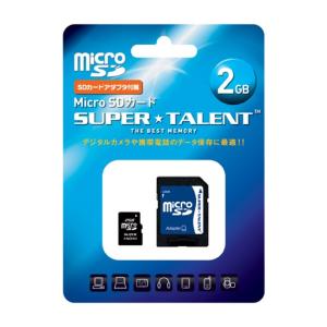 SUPER TALENT スーパートレント マイクロsdカード MicroSDカード class4 SDカード変換アダプタ付 2GB (ST02MSDA)｜do-mu