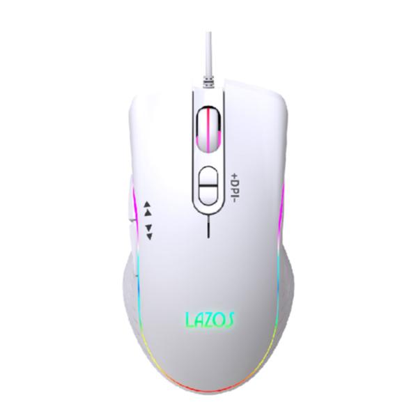 Lazos (L-MSG7-W) RGBゲーミングマウス 7ボタン ホワイト