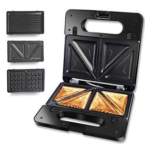 ホットサンドメーカー Vsadey 3in1 着脱式6枚プレート バウルー ダブル 耳を切る必要 お手入れ簡単 マルチサンドメーカー ワッフルメーカー