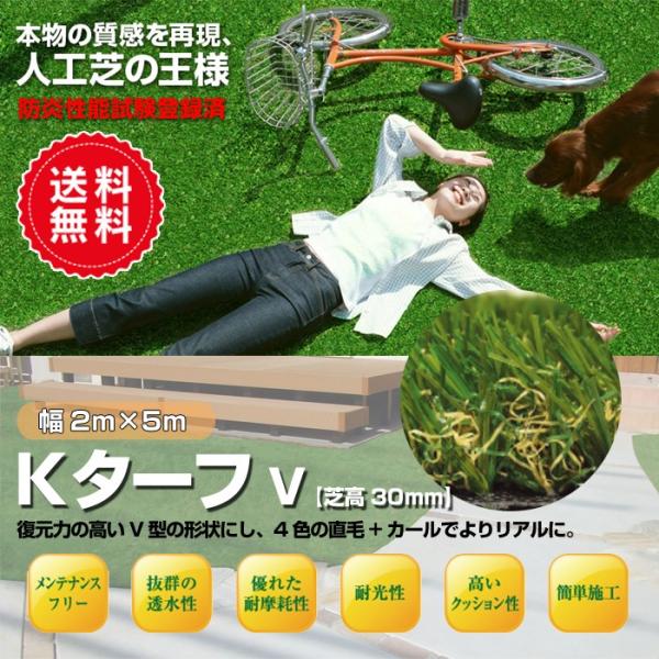 人工芝 30mm 2ｍ × 5ｍ Kターフ V Kturf 防炎 安心 高品質 芝生 屋内 屋外 ベ...