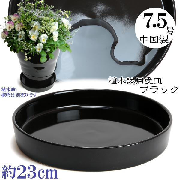植木鉢用受皿 おしゃれ 安い 陶器 サイズ 23cm KN1221 7.5号 ブラック 室内 屋外 ...