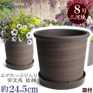 植木鉢 おしゃれ 安い 陶器 サイズ 24.5cm Sポット 8号 ブラウン 室内