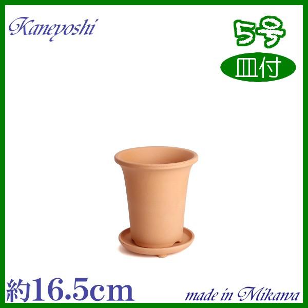 植木鉢 陶器 素焼並ラン鉢 5号 足付受皿付 おしゃれ サイズ 16.5cm 排水 通気 素焼鉢 蘭...