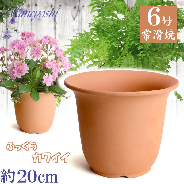 植木鉢 おしゃれ 安い 陶器 サイズ 19cm ＨＷ尻丸鉢 ６号 素焼 レンガ色 室内 屋外 テラコ...