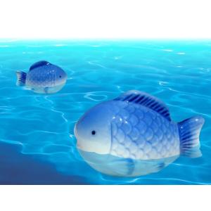 水に浮かぶ陶器　フロート フィシュ　青色