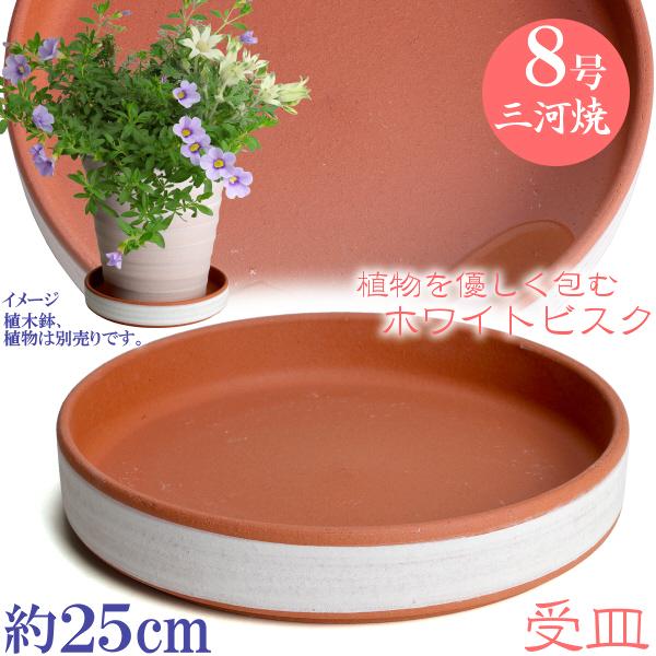 受け皿　植木鉢用　ソーサー　おしゃれ　陶器　サイズ　２５ｃｍ　安くて丈夫　受皿　８号　ホワイトビスク