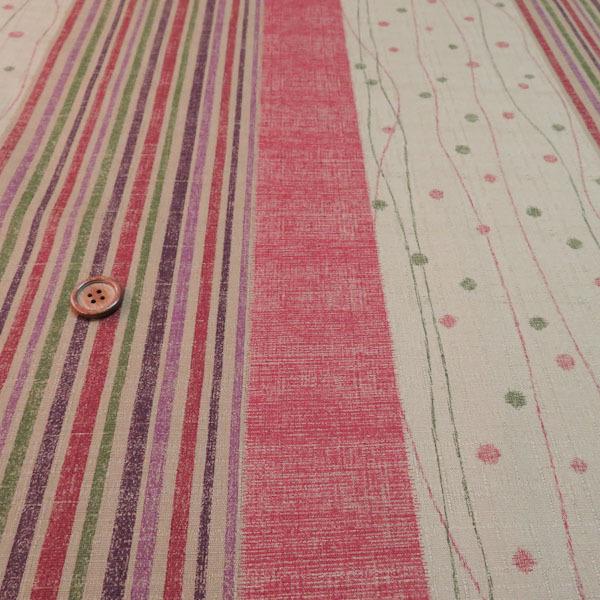 変り縞水玉文様　サザンクロス(ベージュ×赤)