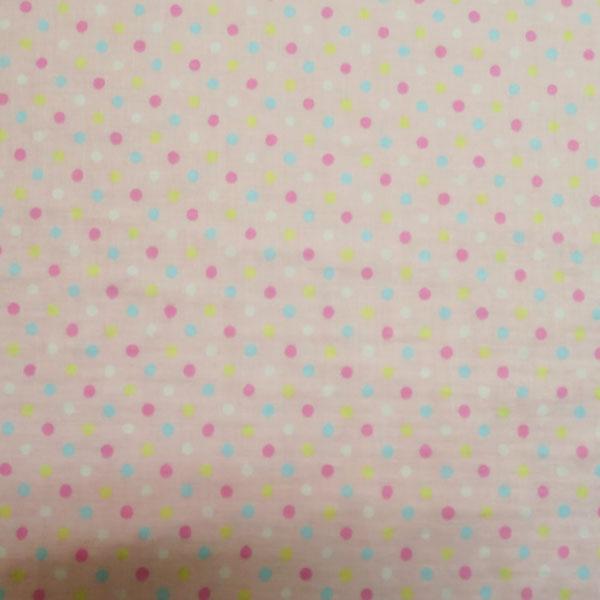 ダブルガーゼプリント(マルチカラーミニドット　ピンク)