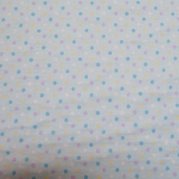 ダブルガーゼプリント(マルチカラーミニドット　ブルー)