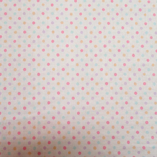 ダブルガーゼプリント(マルチカラーミニドット　マシュマロ)