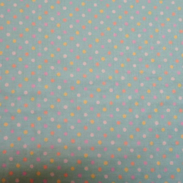 ダブルガーゼプリント(マルチカラーミニドット　ミント)