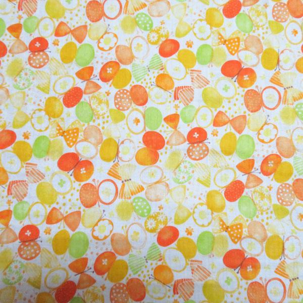 ダブルガーゼプリント(りぼんちょうちょ　イエロー)