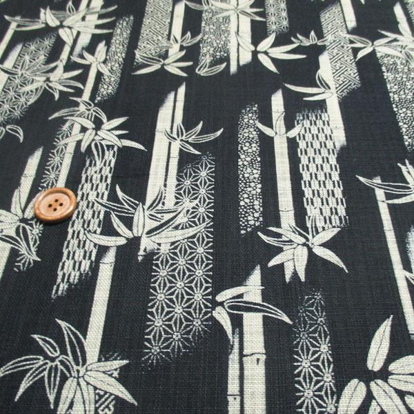 むら糸プリント(竹　黒×ベージュ)