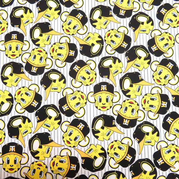 阪神タイガース　オックスプリント(トラッキー　縦縞　白)