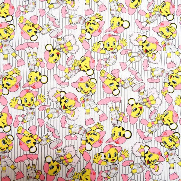 阪神タイガース　オックスプリント(ラッキー　縦縞　白)