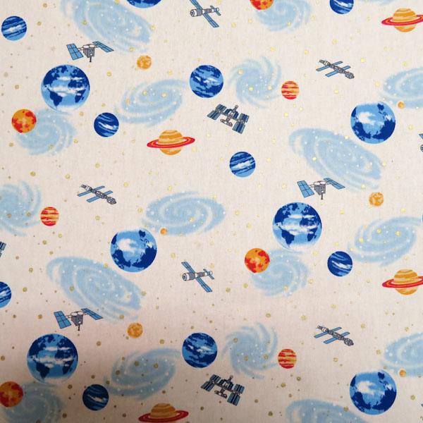 CBポプリンプリント(宇宙　オフホワイト)