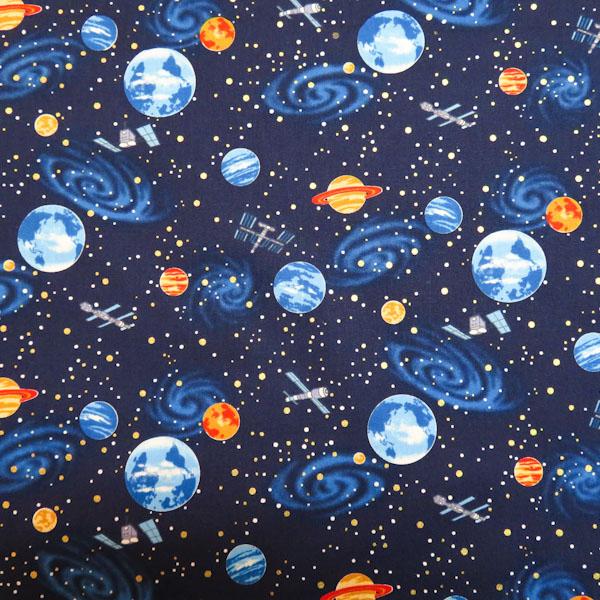 CBポプリンプリント(宇宙　ネイビー)