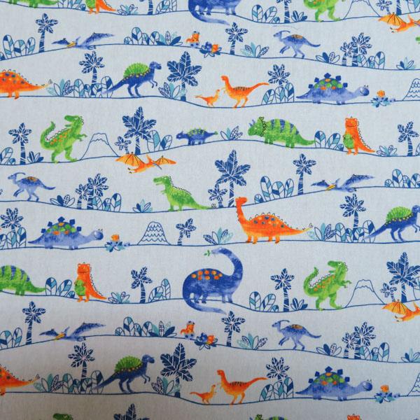 CBポプリンプリント(恐竜　ブルー)