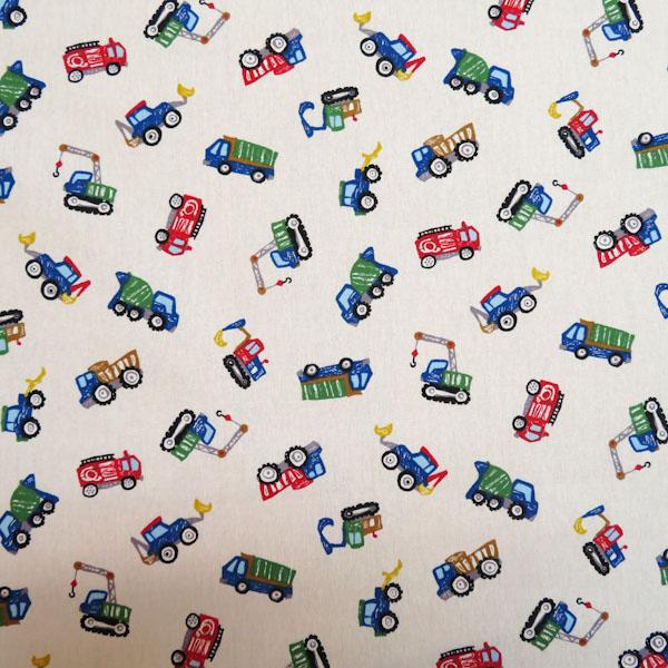 CBポプリンプリント(働く車　オフホワイト)