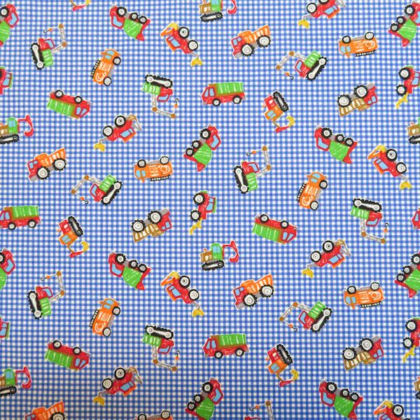 CBポプリンプリント(働く車　チェック)