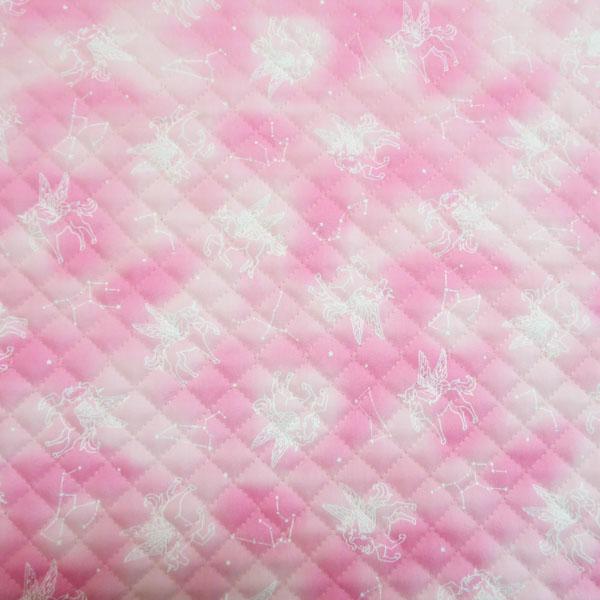 CBポプリンキルティング(星座とユニコーン　ピンク)