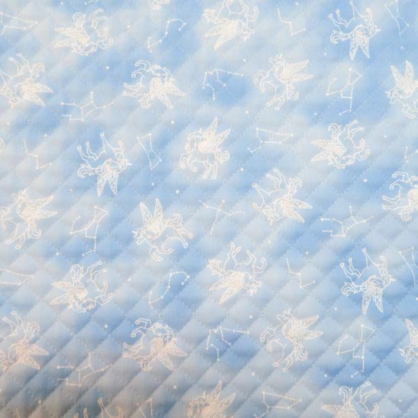 CBポプリンキルティング(星座とユニコーン　ブルー)