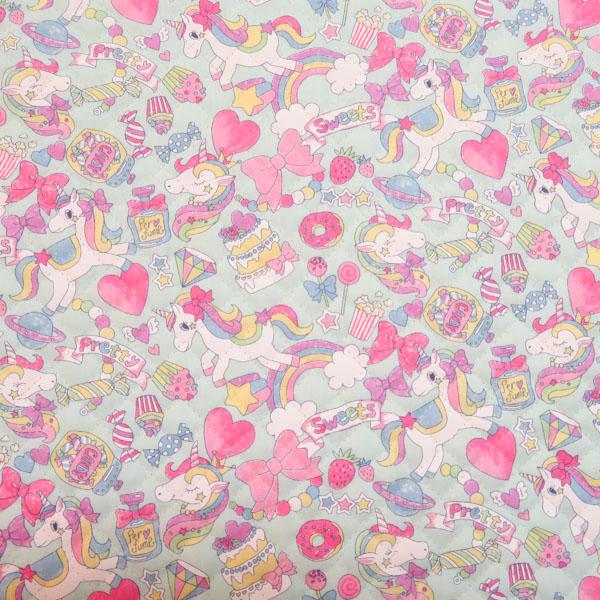 CBポプリンキルティング(ユニコーン　ブルー)