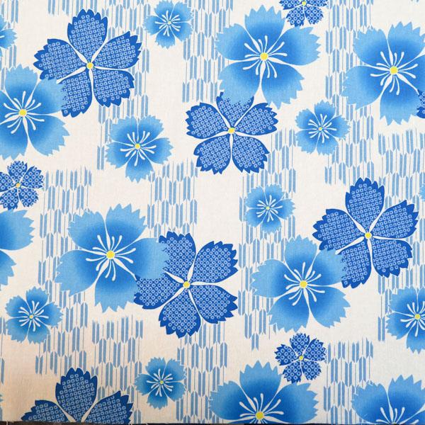 シーチングプリント(撫子　矢絣　オフホワイト×ブルー)