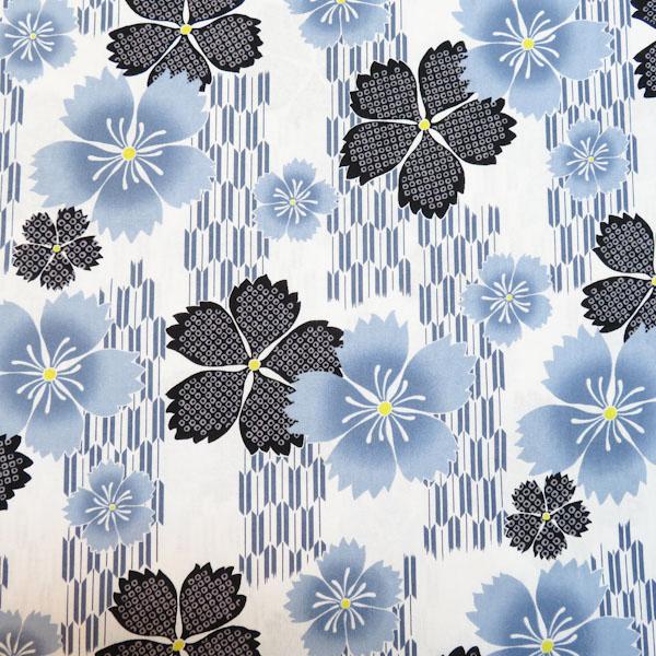 シーチングプリント(撫子　矢絣　オフホワイト×ブラック)