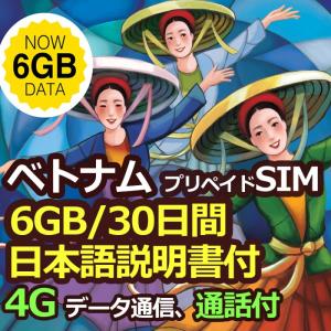 ベトナム プリペイド SIM カード 30日間 4G/3G データ 通信 6GB （通話付き)｜docodemo